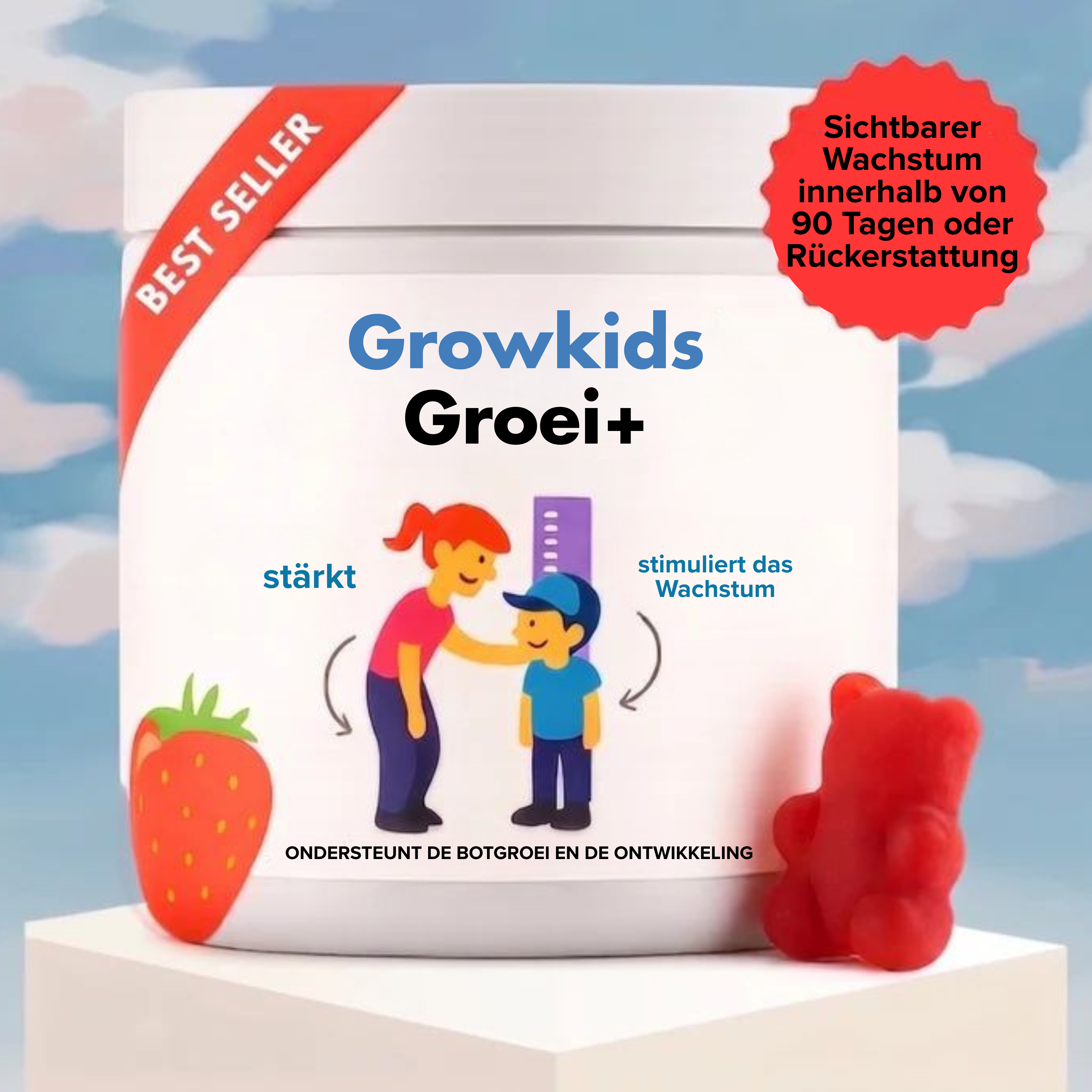 Groei+ Gummies — Dagelijkse ondersteuning voor sterke botten en gezonde groei